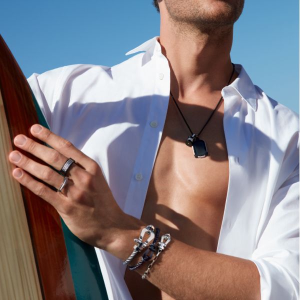 Fred Force 10 Winch large model necklace in titanium and steel Fred Force 10 Winch large model necklace in titanium and steel