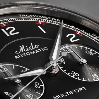 Mido Multifort Patrimony Chronograph automatic watch black dial black leather strap 42 mm M040.427.16.052.00
