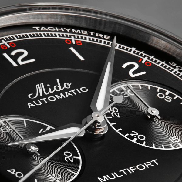 Mido Multifort Patrimony Chronograph automatic watch black dial black leather strap 42 mm M040.427.16.052.00