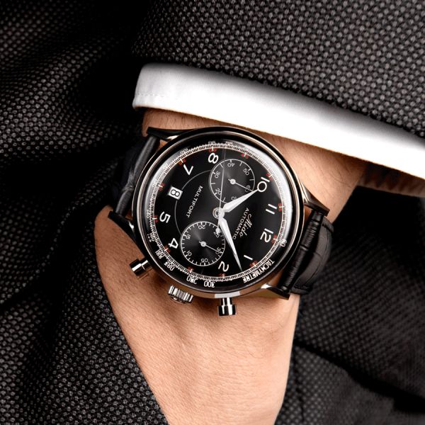 Mido Multifort Patrimony Chronograph automatic watch black dial black leather strap 42 mm M040.427.16.052.00