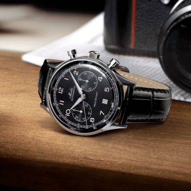 Mido Multifort Patrimony Chronograph automatic watch black dial black leather strap 42 mm M040.427.16.052.00
