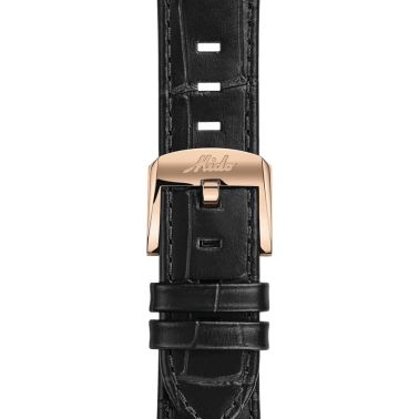 Montre Mido Multifort Patrimony Chronograph PVD Or Rose automatique cadran ivoire bracelet cuir noir 42 mm M040.427.36.262.00