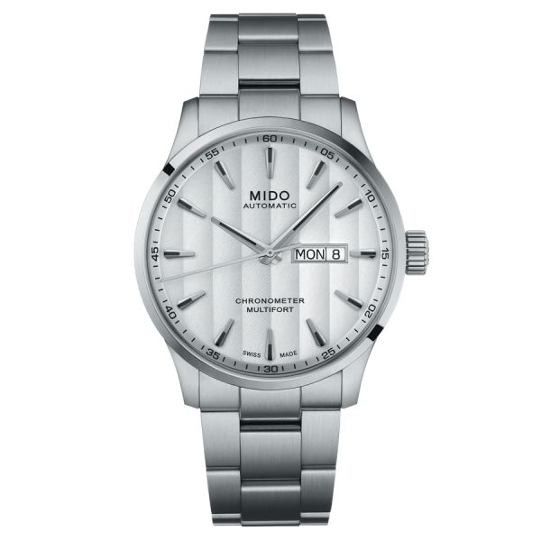 Mido Multifort Chronometer 1 COSC automatic watch white dial steel bracelet 42 mm M038.431.11.031.00