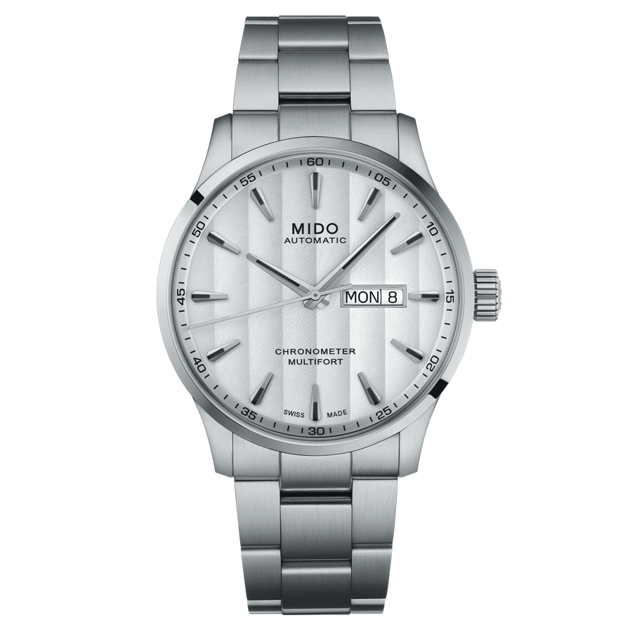 Montre Mido Multifort Chronometer 1 COSC automatique cadran blanc bracelet acier 42 mm M038.431.11.031.00