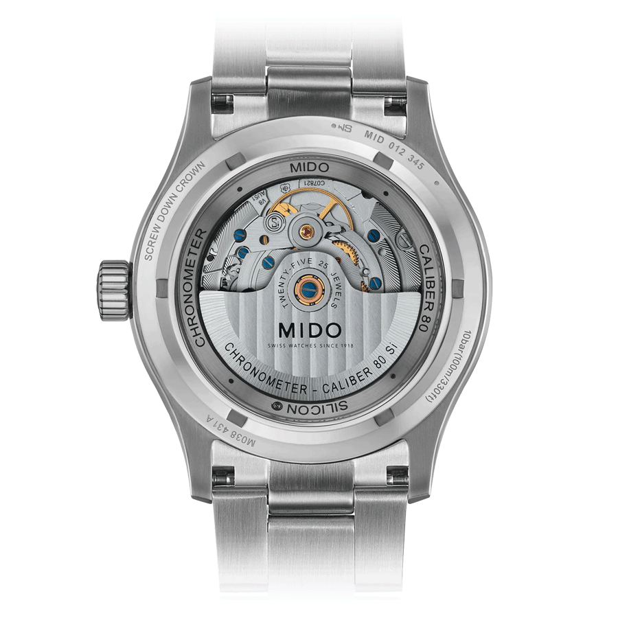 Montre Mido Multifort Chronometer 1 COSC automatique cadran blanc bracelet acier 42 mm M038.431.11.031.00