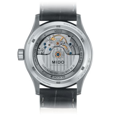 Montre Mido Multifort Chronometer 1 COSC automatique cadran blanc bracelet cuir noir 42 mm M038.431.16.031.00
