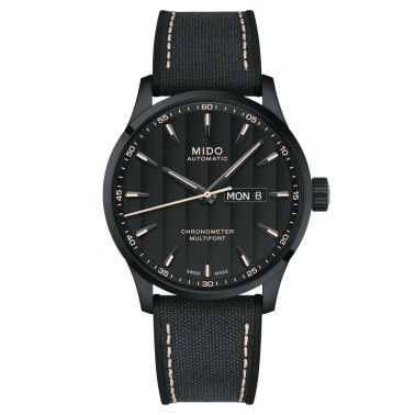 Montre Mido Multifort Chronometer 1 COSC PVD Noir automatique cadran noir bracelet tissu noir 42 mm M038.431.37.051.00
