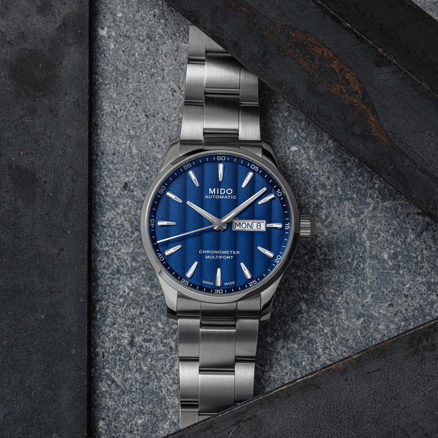 Mido Multifort Chronometer 1 COSC automatic watch blue dial steel bracelet 42 mm M038.431.11.041.00