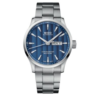 Mido Multifort Chronometer 1 COSC automatic watch blue dial steel bracelet 42 mm M038.431.11.041.00