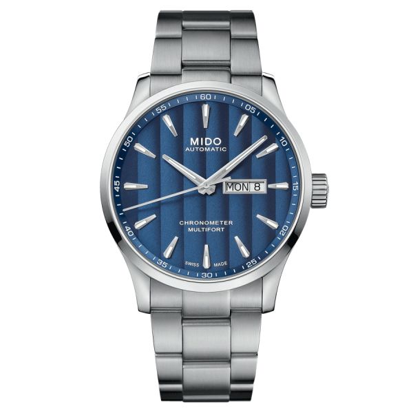 Montre Mido Multifort Chronometer 1 COSC automatique cadran bleu bracelet acier 42 mm M038.431.11.041.00