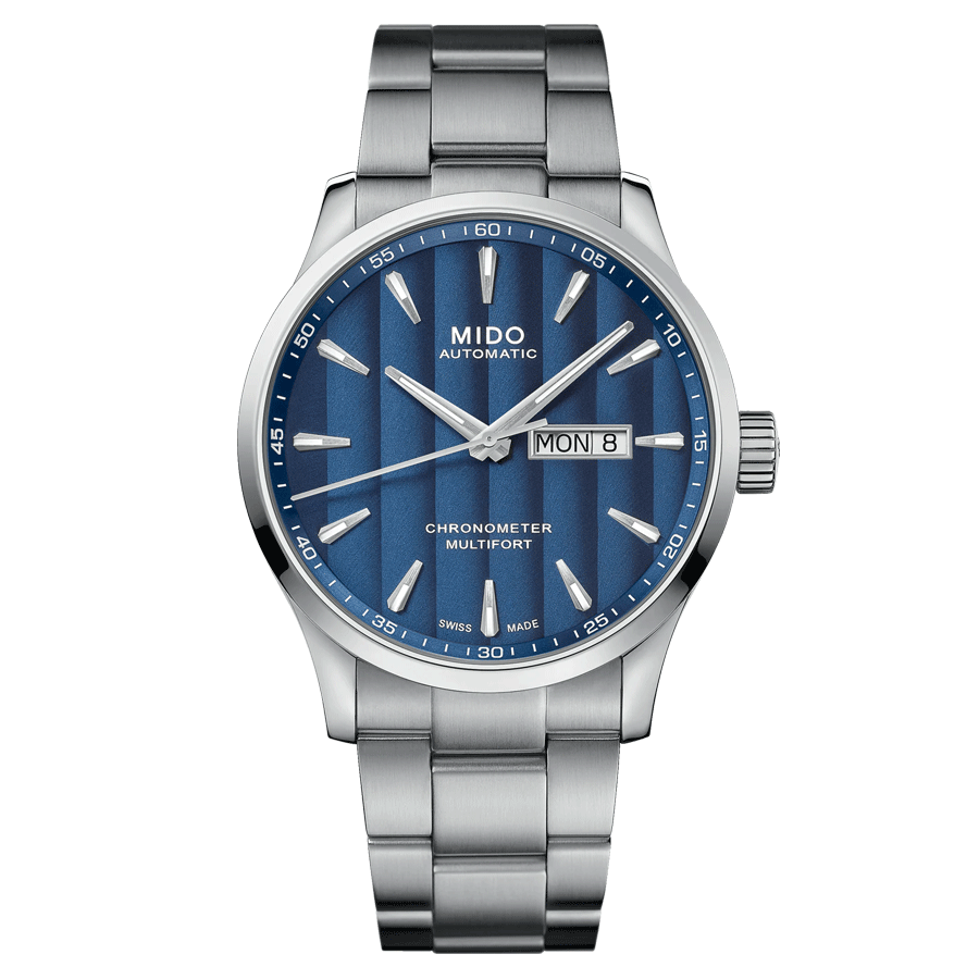 Mido Multifort Chronometer 1 COSC automatic watch blue dial steel bracelet 42 mm M038.431.11.041.00