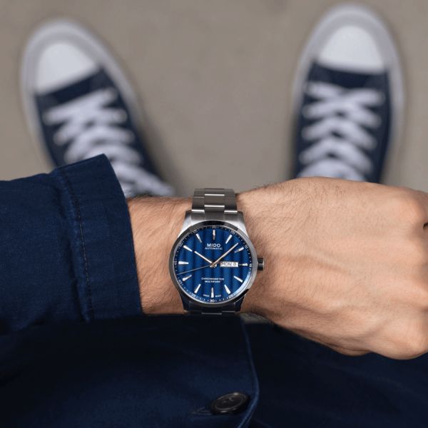 Mido Multifort Chronometer 1 COSC automatic watch blue dial steel bracelet 42 mm M038.431.11.041.00