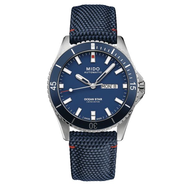 Mido Ocean Star 20th Anniversary Inspired by Architecture automatic watch blue dial blue fabric strap 42,5 mm M026.430.17.041.01