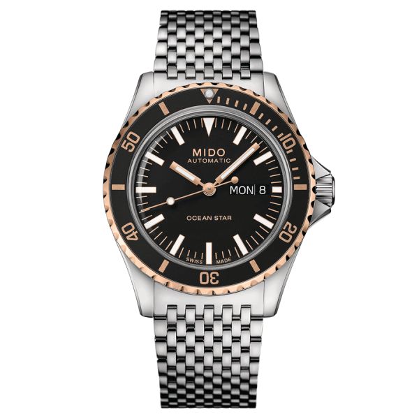 Mido Ocean Star Tribute PVD Rose Gold automatic watch black dial steel bracelet 40,5 mm M026.830.21.051.00
