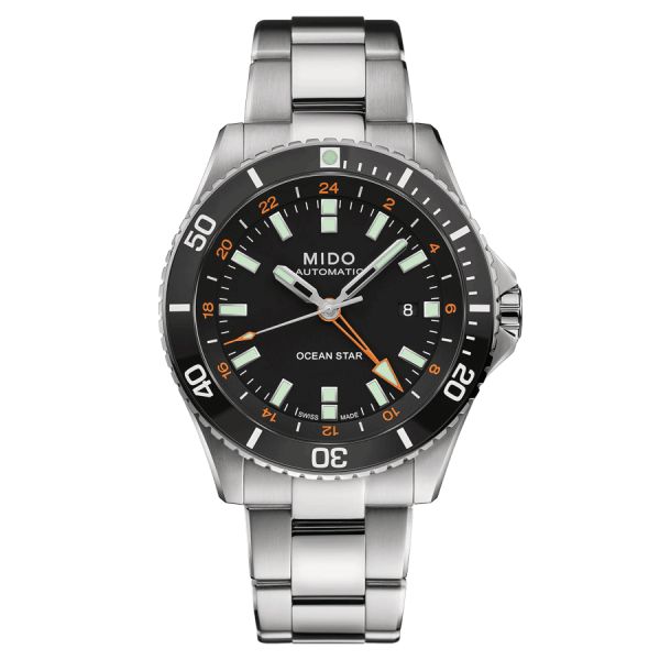 Mido Ocean Star GMT automatic watch black dial steel bracelet 44 mm M026.629.11.051.01