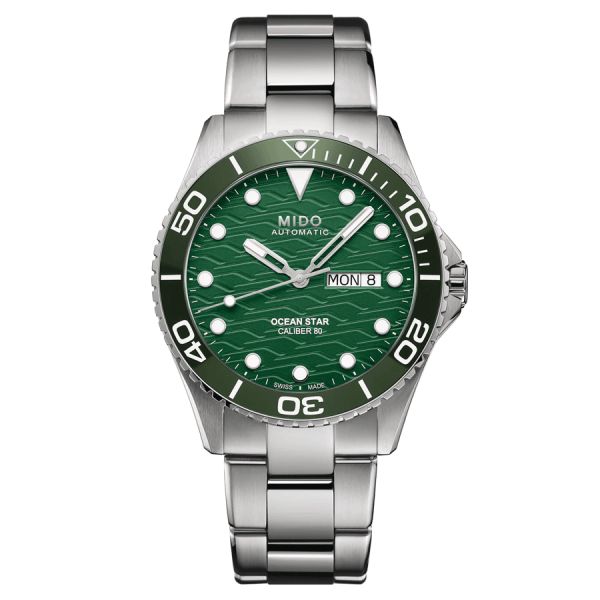 Mido Ocean Star 200C automatic watch green dial steel bracelet 42,5 mm M042.430.11.091.00