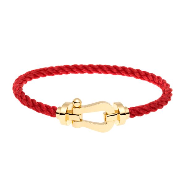 Fred Force 10 large model bracelet in yellow gold and red cable