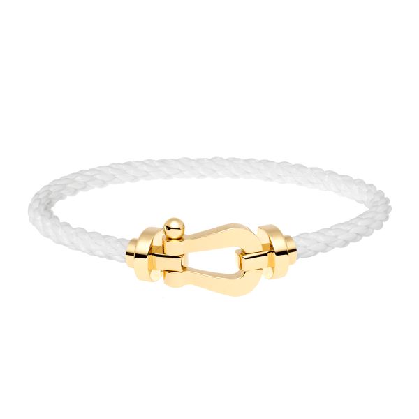 Bracelet Fred Force 10 grand modèle en or jaune et câble blanc 0B0006-6B0161