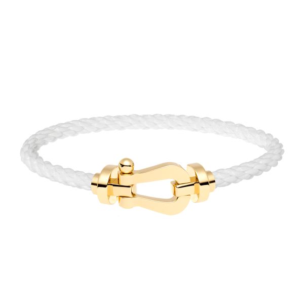 Fred Force 10 large model bracelet in yellow gold and white cable