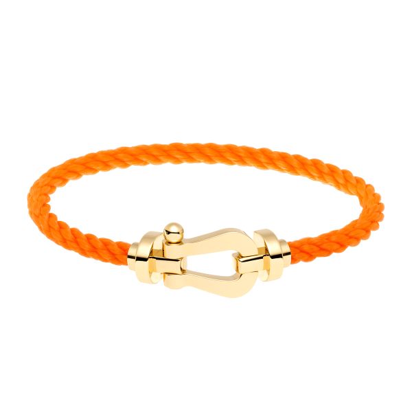 Bracelet Fred Force 10 grand modèle en or jaune et câble orange fluo 0B0006-6B0170