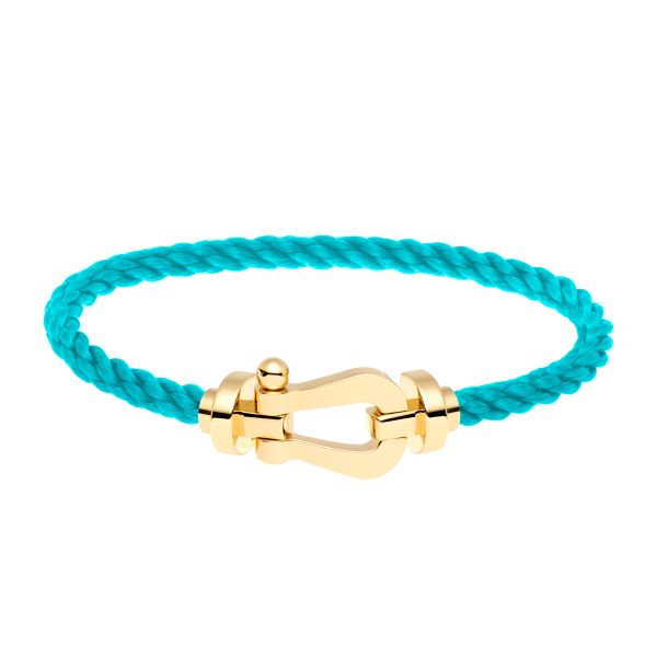 Bracelet Fred Force 10 grand modèle en or jaune et câble turquoise 0B0006-6B0198