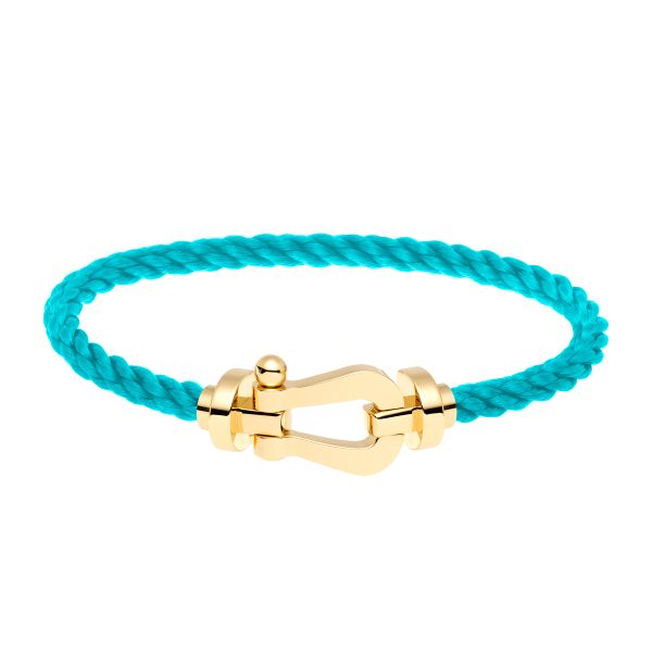 Fred Force 10 large model bracelet in yellow gold and turquoise cable
