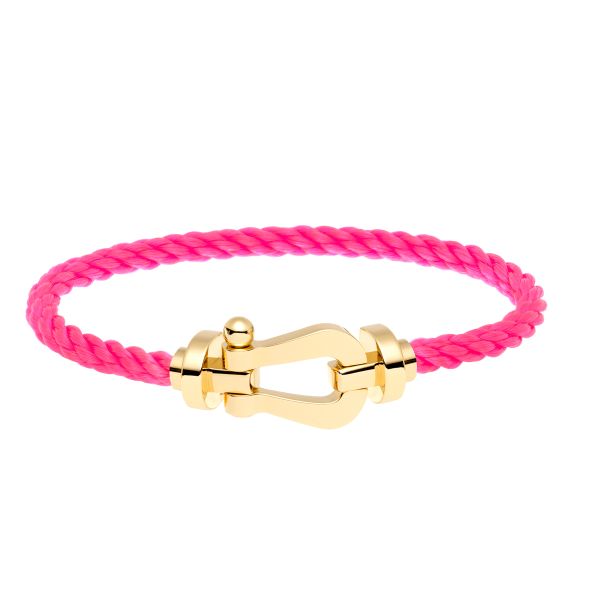 Fred Force 10 large model bracelet in yellow gold and fluorescent pink cable