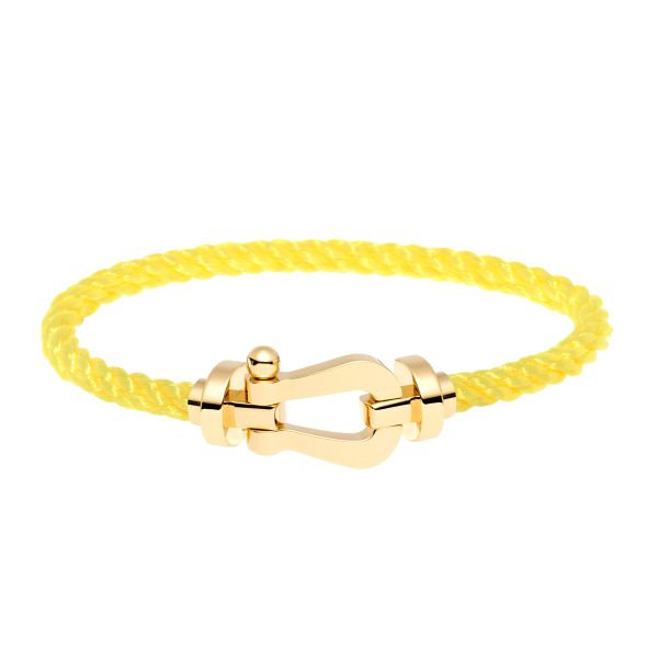 Fred Force 10 large model bracelet in yellow gold and fluorescent yellow cable