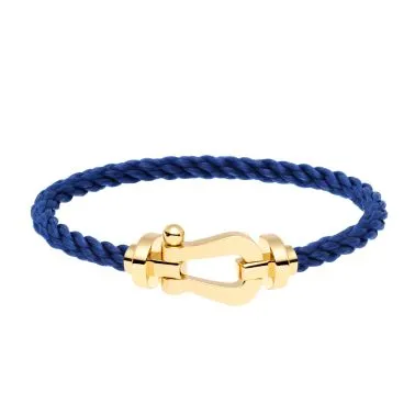 Fred Force 10 large model bracelet in yellow gold and indigo blue cable