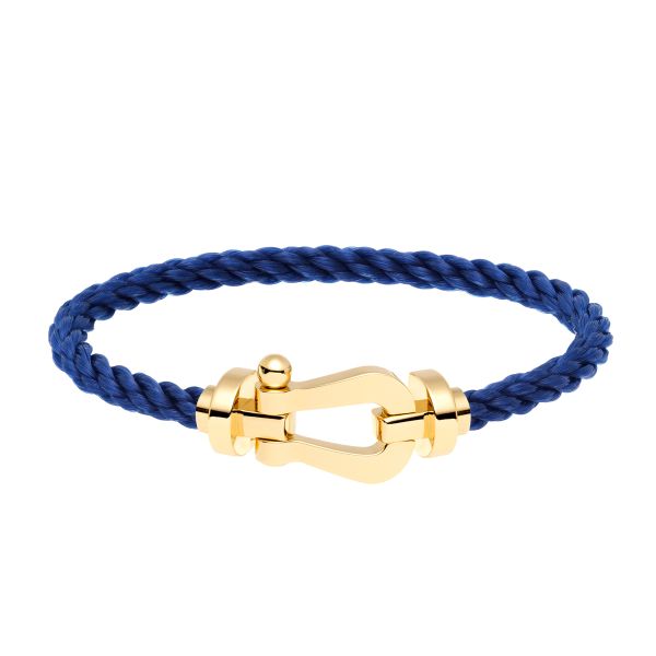 Bracelet Fred Force 10 grand modèle en or jaune et câble bleu indigo 0B0006-6B0233