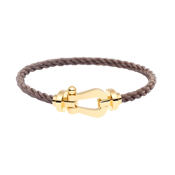 Bracelet Fred Force 10 grand modèle en or jaune et câble taupe 0B0006-6B0295