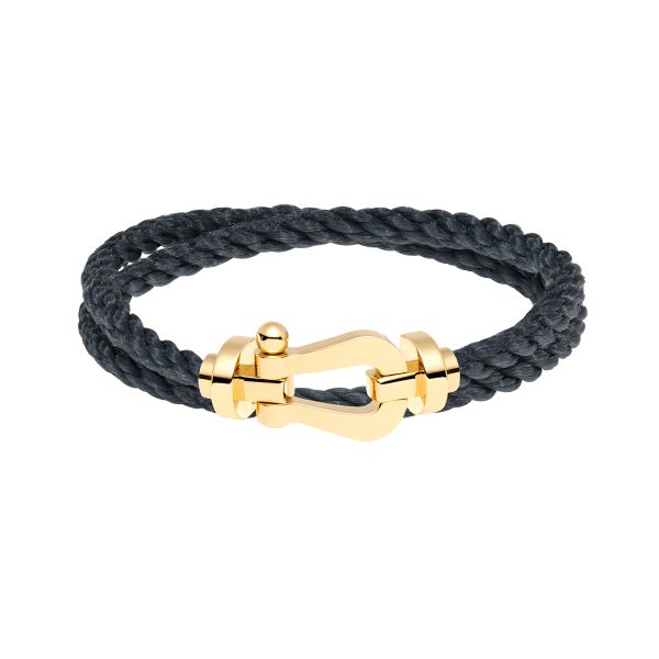 Fred Force 10 large model bracelet in yellow gold and stormy grey cable