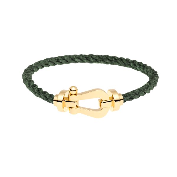 Bracelet Fred Force 10 grand modèle en or jaune et câble kaki 0B0006-6B1078