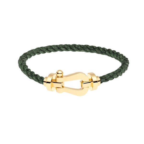 Fred Force 10 large model bracelet in yellow gold and khaki cable