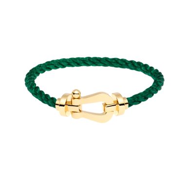Fred Force 10 large model bracelet in yellow gold and emerald green cable