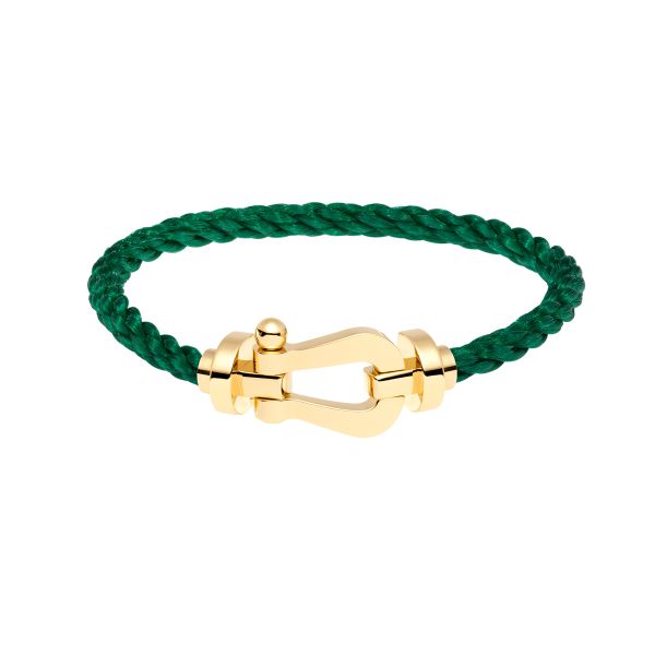 Fred Force 10 large model bracelet in yellow gold and emerald green cable