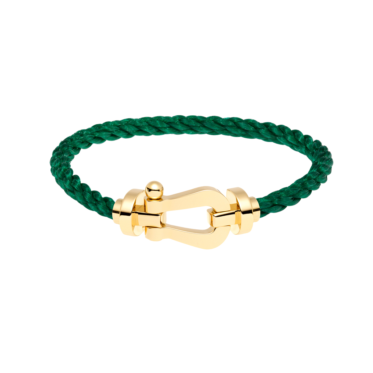 Fred Force 10 large model bracelet in yellow gold and emerald green cable