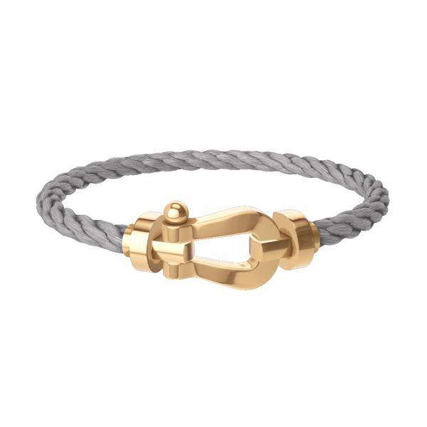 Fred Force 10 large model bracelet in yellow gold and steel cable