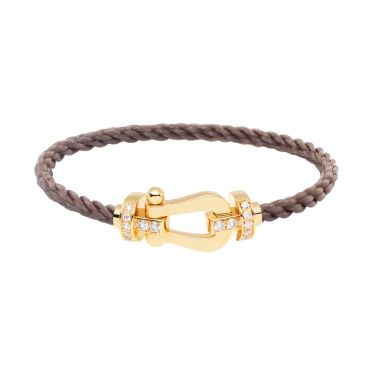 Bracelet Fred Force 10 grand modèle en or jaune, diamants et câble taupe 0B0028-0B0295