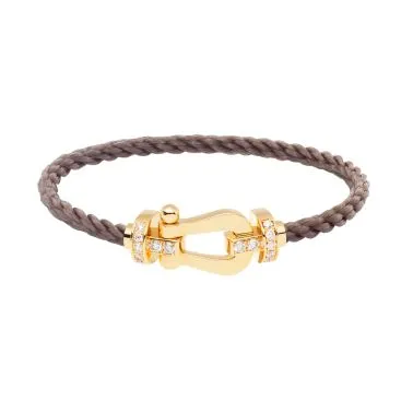 Bracelet Fred Force 10 grand modèle en or jaune, diamants et câble taupe 0B0028-0B0295