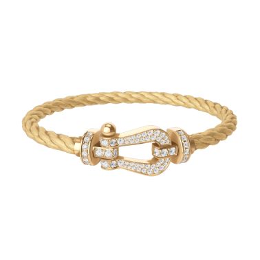Bracelet Fred Force 10 grand modèle en or jaune et pavage diamant 0B0048-6B0108