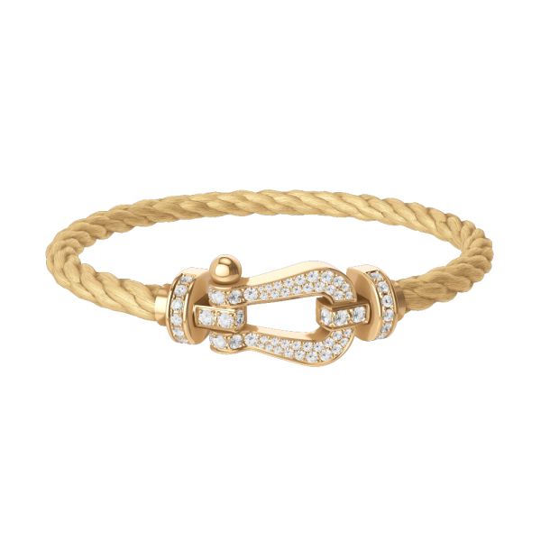 Fred Force 10 large model bracelet, in yellow gold and diamond pavement