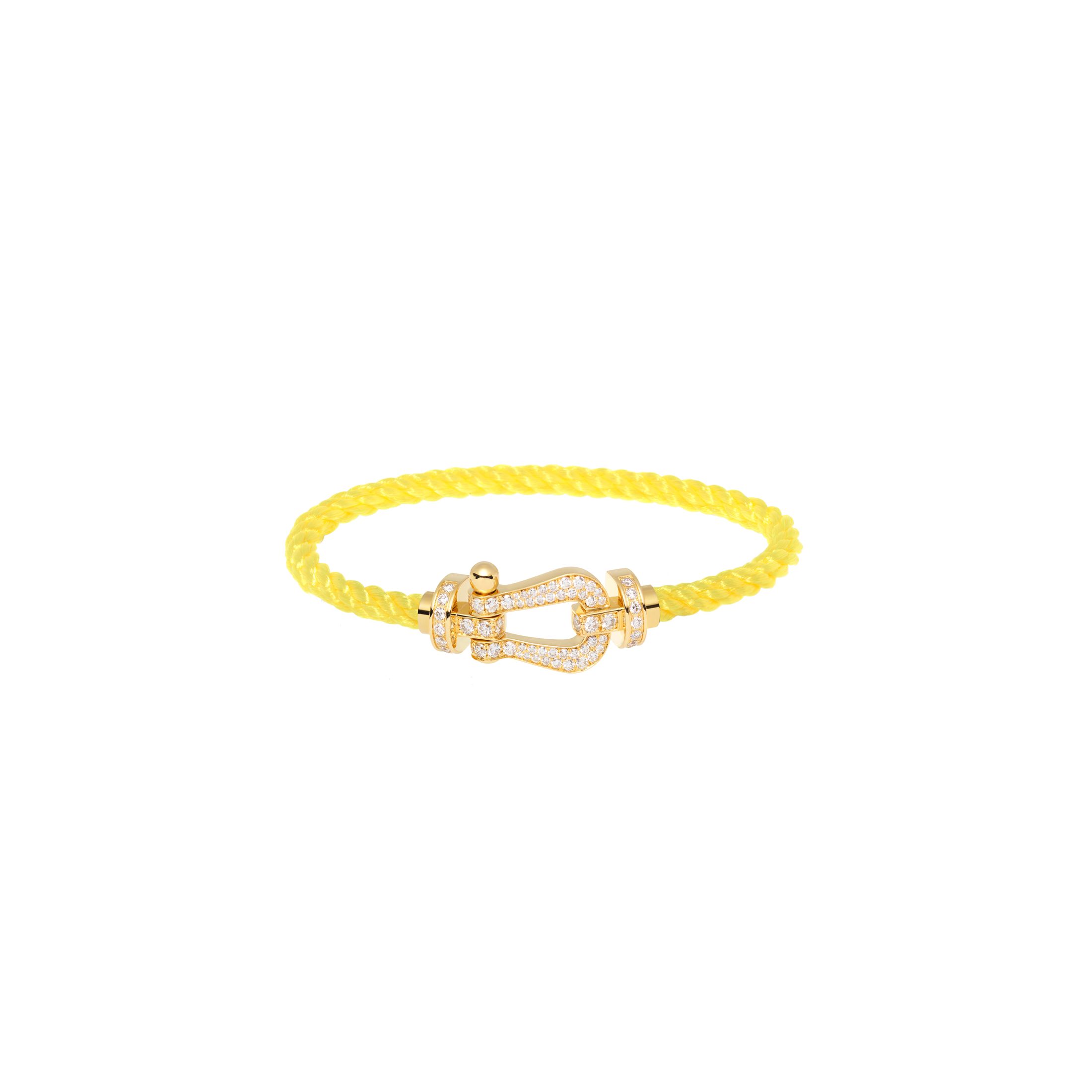 Bracelet FRED Force 10 GM or jaune, pavage diamants câble jaune