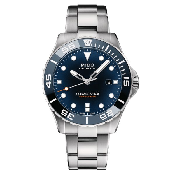 Montre Mido Ocean Star 600 Chronometer COSC automatique cadran bleu bracelet acier 43,5 mm M026.608.11.041.01
