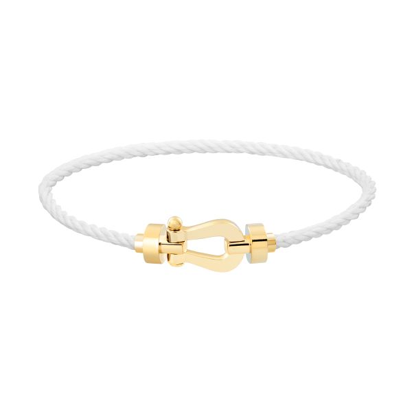 Bracelet Fred Force 10 moyen modèle en or jaune et câble blanc
