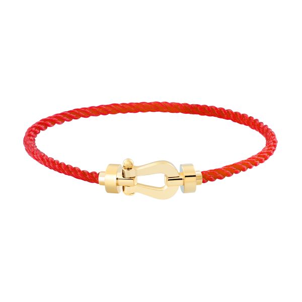 Bracelet Fred Force 10 moyen modèle en or jaune et câble rouge
