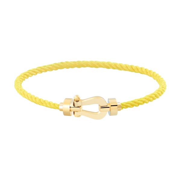 Fred Force 10 bracelet medium model in yellow gold and fluorescent yellow cable