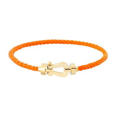 Fred Force 10 bracelet medium model in yellow gold and fluorescent orange cable