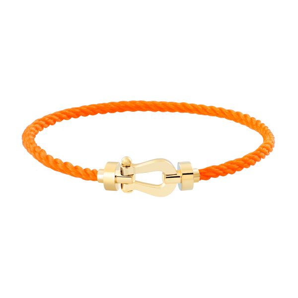 Bracelet Fred Force 10 moyen modèle en or jaune et câble orange fluo