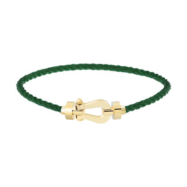 Bracelet Fred Force 10 moyen modèle en or jaune et câble vert émeraude